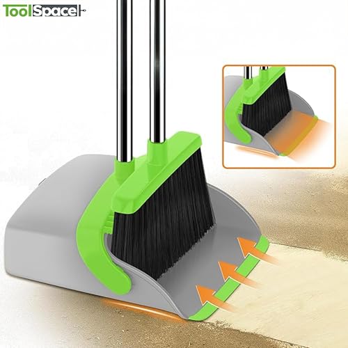 Broom dustpan combo ToolSpace XL largo vertical con recogedor con mango para casa 5