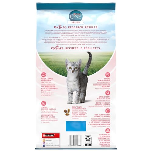 Purina ONE +Plus Dry Kitten Food, Chicken - 1.8 kg Bag image 6
