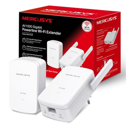 MERCUSYS MP510 KIT TP-Link CPL 1000Mbps WiFi Adaptateur Réseau CPL, WiFi N300Mbps, Homeplug AV2...