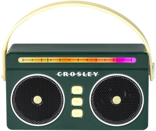 Crosley CR3050A-JU Mini Boombox Retro Portable Bluetooth Speaker with LED Lights, Juniper