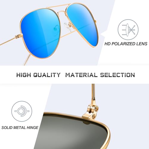Image of Classic Aviator Sunglasses for Men Womens Polarized UV Protection Driving Sunglasses