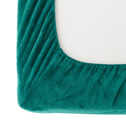 Elegant Comfort Luxuriously Soft 4-Piece Velvet Plush Flannel Sheet Set - Premium Quality - Cozy Warm, Anti-Static, Non Pilling Fuzzy Velvet Flannel Fleece Deep Pocket Sheet Set - Twin XL, Turquoise