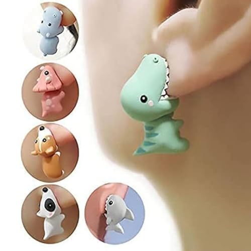Cute Animal Bite Earrings for Women 3D Clay Animal Dinosaur Earrings Funny Animal Cartoon Biting Ears Stud Earrings Christmas Gifts2