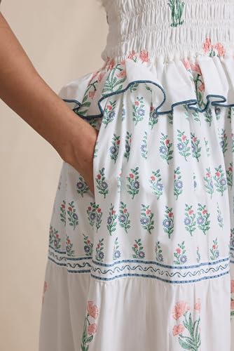 Image of Women Y2k Boho Maxi Dress Tie Shoulder Backless Strappy Tiered Flowy Dress 2024 Summer Floral Beach Sundress