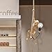LIYABIN Vintage Monkey Pendant Light, Retro Resin Hemp Rope Monkey Pendant Light Fixture Hanging Lamp with E26 Base Animal Sculpture Ceiling Light for Living Room & Dining Room (Gold)