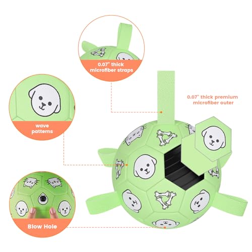 Image of 6 Inch Dog Soccer Ball, Interactive Dog Toys for Small Dogs | Floating Water Toys, Jolly Ball with Straps, Durable Outdoor Training Dogs Tug Toy, Outside Pet Toys, Birthday Gift for Puppy