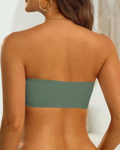 Image of Aqua Eve Women Strapless Bikini Top Only Bandeau Swim Top Tube Top Swimsuit