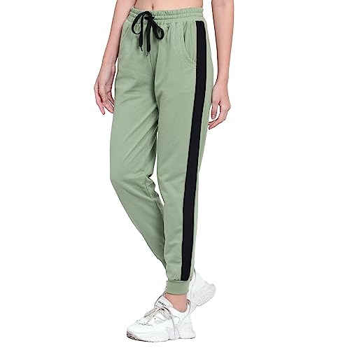 Image of BLUE STAR SHARK Women's Cotton Loopknit Track Pants | Comfortable Lounge Pants for Summer | Casual Pyjamas, Nightwear, Gym, Yoga, Sports, Running | Relaxed Fit Everyday Comfort