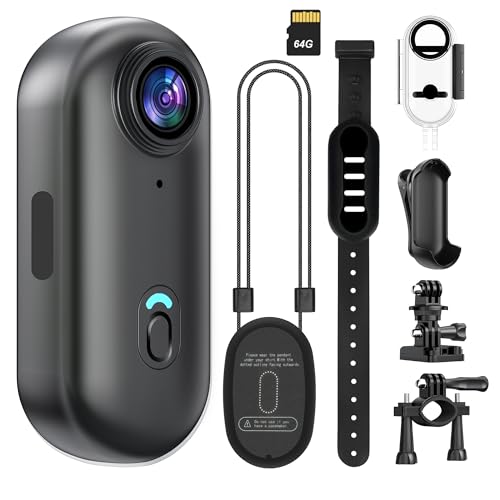 kaysunlink Caméra Sport 4K 30FPS avec 64GB Carte, Caméra Portable avec Support Pivotant à 360° et Clip Magnétique, Imperméable Action Cam pour Animaux...