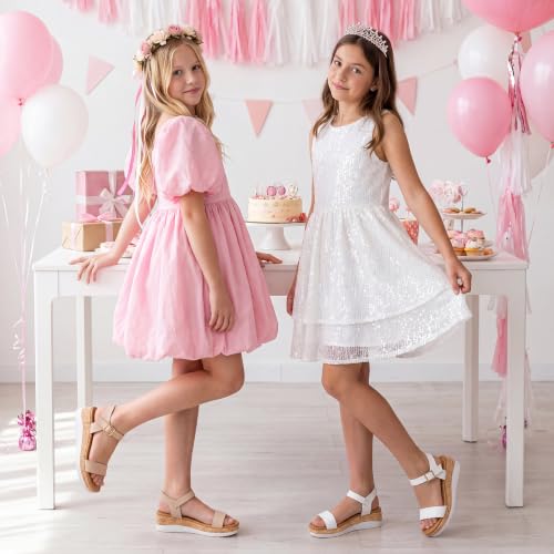 Image of Motasha Girls Wedge Sandals Platform Heel Lightweight Dress Shoes
