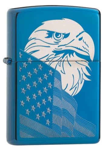 Encendedor Zippo personalizado cromado clásico azul miniatura 1