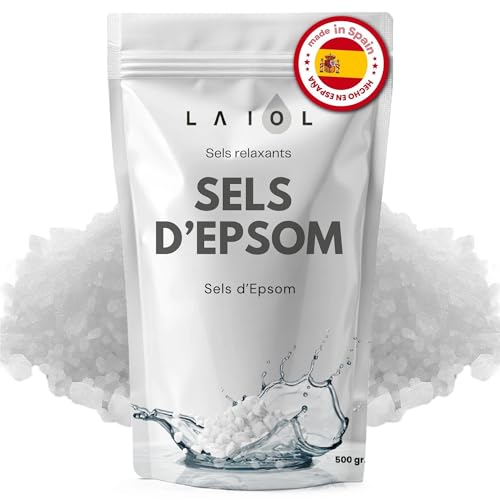 Sel d’Epsom Pur 500g – Epsom Salt Magnesium Premium pour Bain Chaud et Pieds Fatigués – Détente Musculaire, Exfoliant Naturel Relaxant – Additif Eau – Sel pour Spa Maison, Douleurs Musculaires