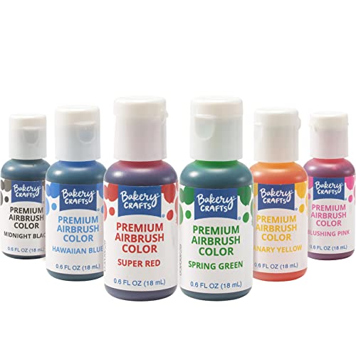 image for Bakery Crafts Premium Airbrush Food Coloring, 6 Bottle Assortment, 3.6