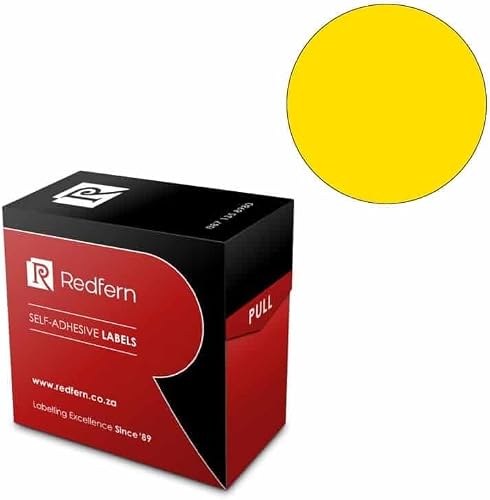 Redfern C25 Round Colour Code Rolls 125 Labels, Yellow