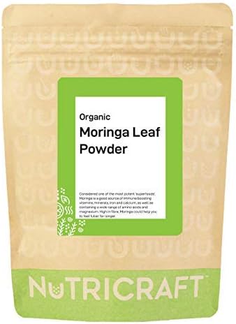 Nutricraft Organic Moringa Powder - 1kg, 100% Pure Superfood, High in Antioxidants, Vitamins, Minerals, and Fibre, for Smoothies and Savory Dishes - Vegan, Gluten-Free, and Raw Diet-Friendly