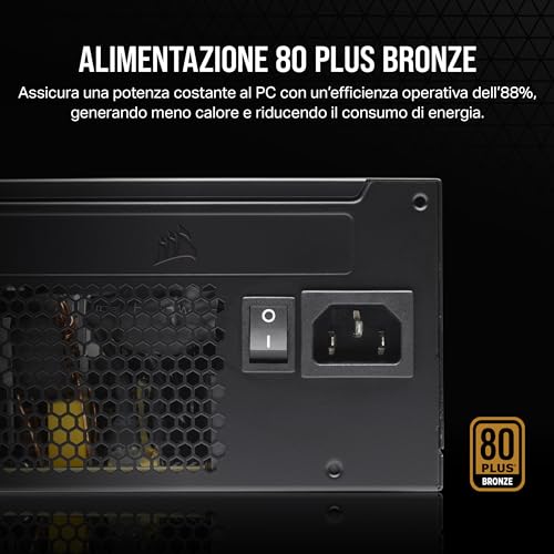 CORSAIR CX650 ATX 650W Alimentazione - Certificazione 80 PLUS Bronze - Bassa Rumorosità - Cavi con Guaina - Non Modulare - EU - Nero - Alimentatore - Immagine 3