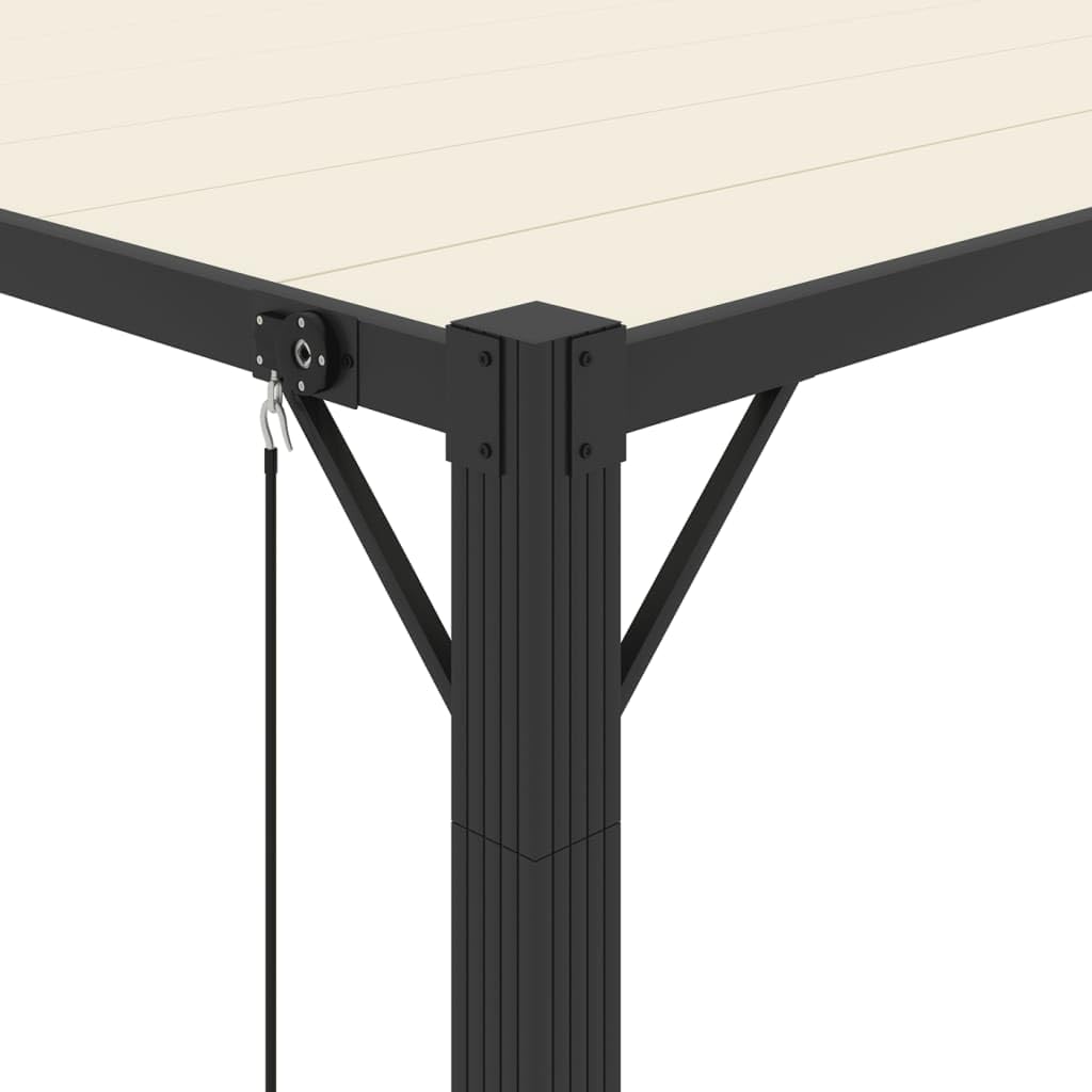 Pawilon z dachem lamelowym 3 x 4 m, kremowy, aluminiowa rama, pergola z regulowanym dachem lamelowym, materiał powlekany PA odporny na wodę i zabrudzenia, nowoczesne zadaszenie tarasu