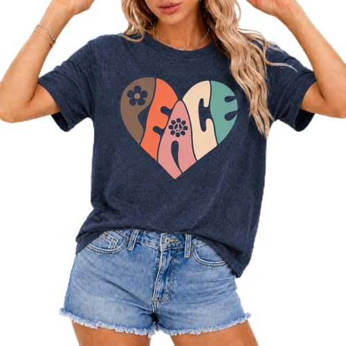 Peace Love Shirt Women 70s Hippe Shirts Soul Inspirational Hippy