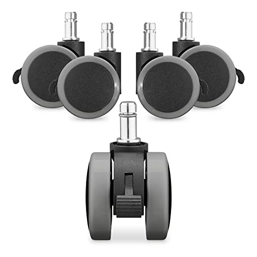 kwmobile Ruedas para Silla de Oficina de 10 MM - 5X Rueda con Freno de Ø 50 MM - Ruedas giratorias de Repuesto con Palanca para frenar - Gris Negro