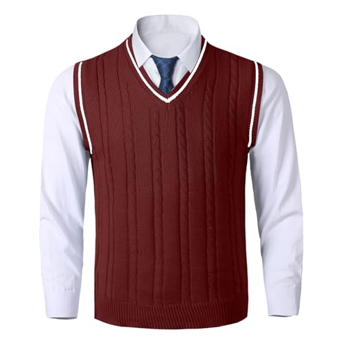 Gilet tricoté homme chaud col en V pour les sorties décontractées en automne