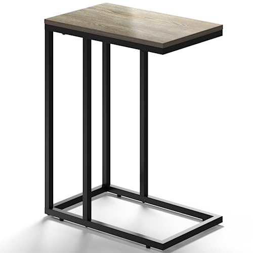 Maxtown Side Table End Table Living Room C Shaped Snack Table For Sofa Couch And Bed Bedside Tables For Bedroom Realistic Wooden Patterns With Sturdy Metal Legs Oak #TOP22