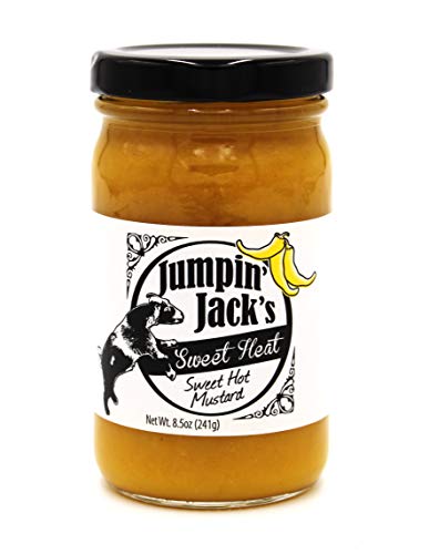 Jumpinâ€™ Jackâ€™s Sweet Heat Mustard - Banana Pepper Honey Mustard Sauce Made with Real Banana Peppers - Sweet & Mildly Spicy Honey Mustard Great for Dipping or Dressing - Mild Condiment Dip - 8.5 oz