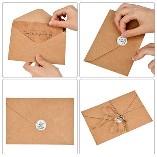 Ofnmy 5 Sets Of Vintage Stationary Paper + Envelopes, Writing Stationery Paper Letter Set - 20 Sheets Of Vintage Letter Papers, 10 Envelopes, 10 Hemp Ropes, 10 Classic Key, 10 Sealing Stickers #TOP2