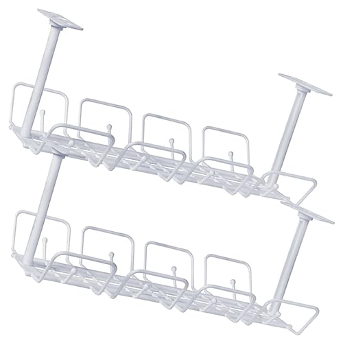 2Pcs Under Desk Cable Management Tray Space Saving Cord Organizer for Home Office Lightweight and Easy to Install for Bedroom Living Room Study Room and Computer Room