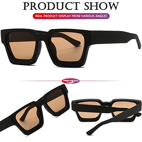Image of AIEYEZO Square Sunglasses for Women Men Square Thick Frame Sun Glasses Simple Designer Style Shades
