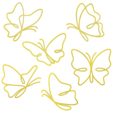 Bnesi 6 Pieces Linear Metal Butterfly Wall Art, Gold wall art for Living Room, Bedroom, Kitchen, Modern Wall Decor for Indoor Outdoor Wedding Birthday Party (Gold-style1) Cover