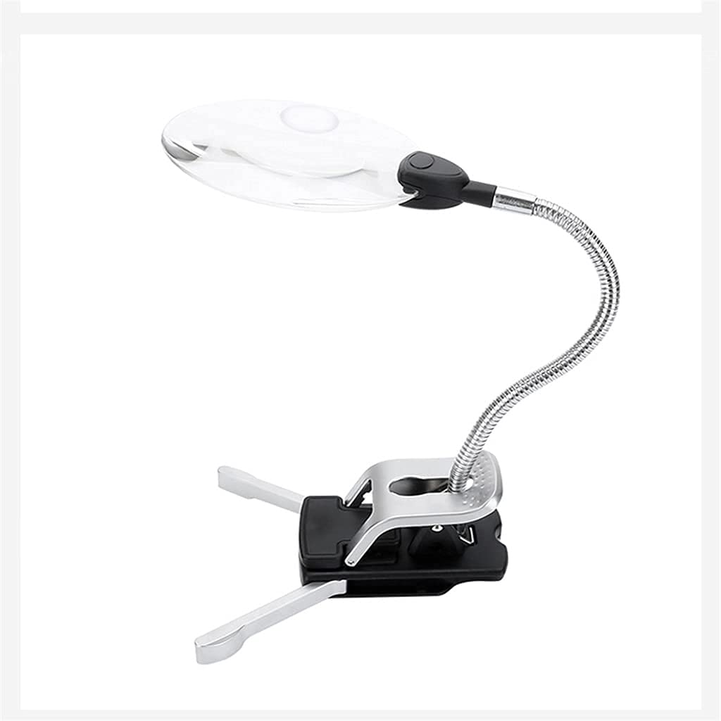 5X 10X podświetlana lupa z klipsem do mocowania na blacie biurka, lampa LED do czytania, duża lupa z zaciskiem, naprawa, szkło powiększające, piękno, przychodzi
