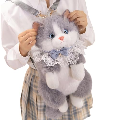 Sac à dos en peluche chat pour école primaire et voyage ados - 7