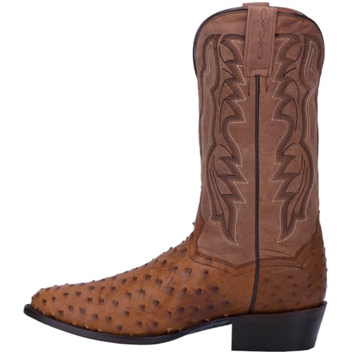 Image of Dan Post Mens Tempe Ostrich Embroidered Pull On Round Toe Dress Boots - Brown