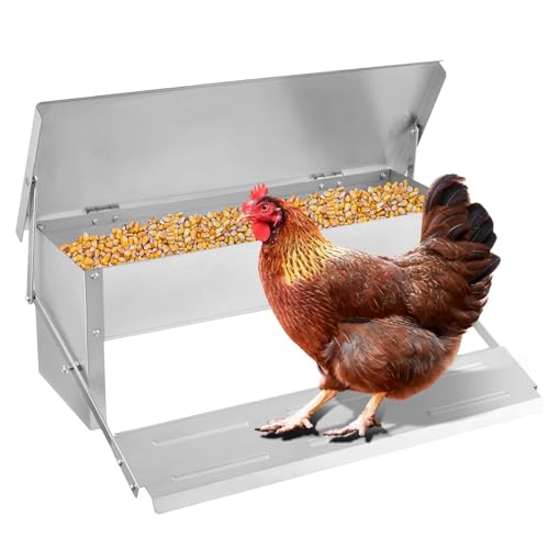 Mangiatoia automatica per pollame con funzionamento a pedale, design resistente alle intemperie e a prova di ratti, ideale per polli, anatre e tacchini