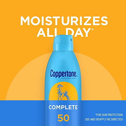 Image of Coppertone Complete Sunscreen Spray SPF 50, Spray Sunscreen for Body, Lightweight, Water Resistant, 5.5 Oz, Pack of 3