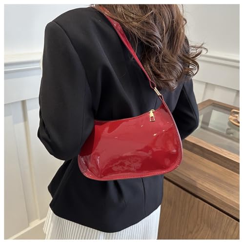 Image of Patent Leather Clutch Purse Shiny Evening Handbags for Women Armpit Shoulder Bag MINI Hobos