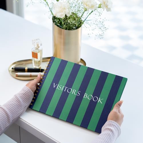 Image of Visitor Book - 8 x 12 Inches | Wiro Bound Guest Register for Hotels, Offices, Exhibitions, Boutiques & Business Use | Medium Size Visitor Log Book for Reception & Front Desk