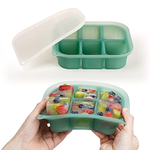 Image of haakaa Silicone Baby Food Tray - Breastmilk Homemade Baby Food Mold - Baby Fresh Food Freezer Tray - Ice Cube Tray - - 4m+ Baby Toddler Kid - Pea Green