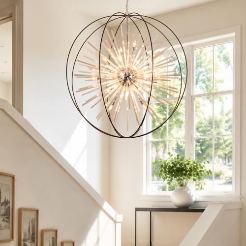 Image of Vezzio Extra Large Modern Black Crystal Chandelier for High Ceiling Foyer