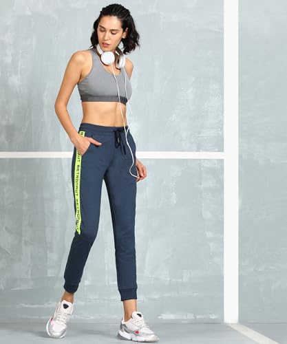Image of Alan Jones Clothing Women's High Rise Solid Slim Fit Joggers Track Pant