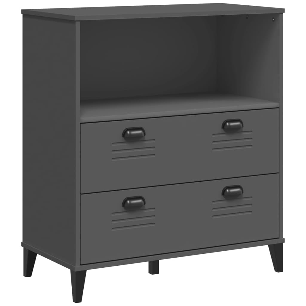 Libreria VIKEN con Cassetti Grigio Antracite 80x40x90 cm | Mobile da soggiorno versatile con 2 ampi cassetti e vano a giorno per organizzare studio o ufficio.
