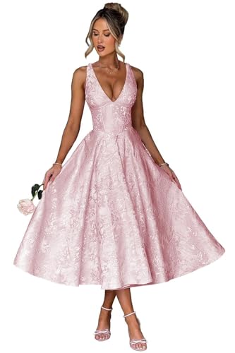 Bow Tea Length Prom Dress for Women Embroidery Satin Evening Party Gown A Line Corset Cocktail Dress