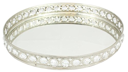 Sil Bandeja decorativa con espejo ovalado con piedras preciosas