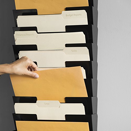 Wallniture Lisbon 15-Tier Wall Mounted File Holder And Desk Organizer, Metal Black Office Organization And Storage Rack #TOP2