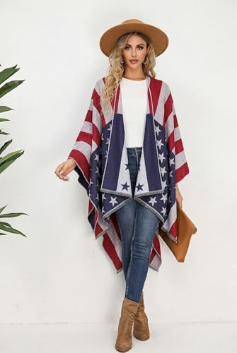 Image of Womens Rhinestones Open Front Poncho Shawl Wrap Cape Ruana Travel Blanket Cardigan