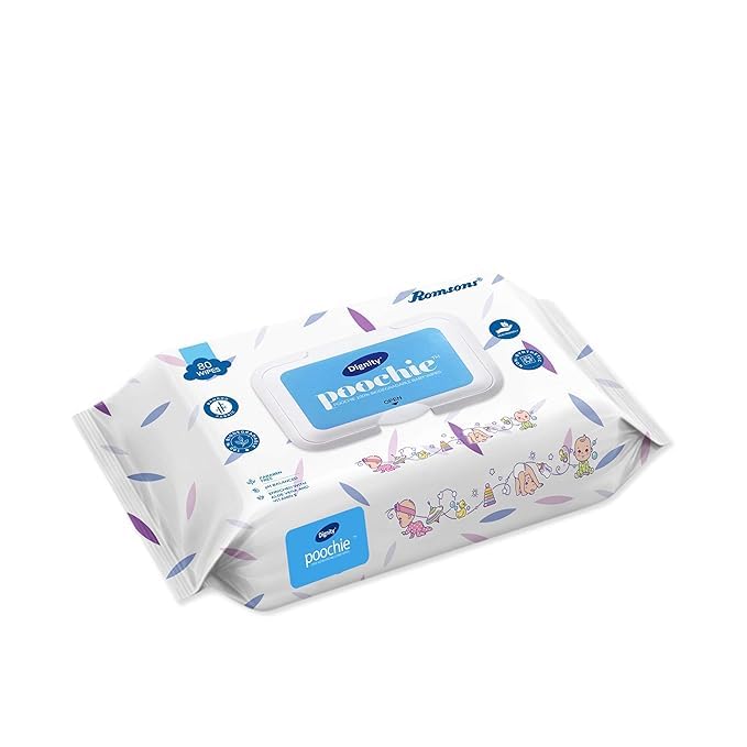 Dignity Poochie 100% Biodegradable Baby Wipes Enriched with Aloe Vera and Vitamin E, 150 x 200 mm (Pack of 2) 160 Wipes - Image 3 thumbnail