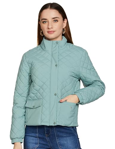 Image of Qube By Fort Collins Polyester, Standard Length Women's Lightweight Quilted Bomber Jacket Stylish, Packable, And Air-Resistant Outerwear For Winter
