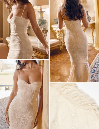 Elegant Mesh Wedding Guest Dress Flowy Ruffle Bodycon Maxi Dress Fishtail Long Formal Dress3