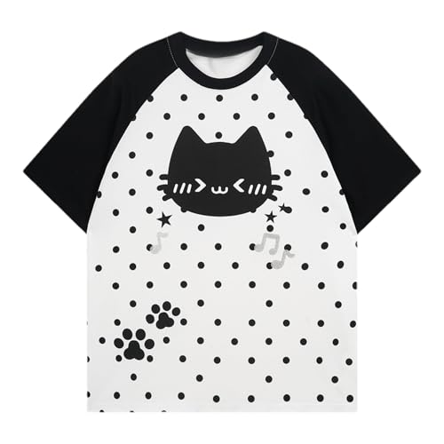 Image of Y2K Cutecore Kawaii Teen Shirt Coquette Harajuku Oversize Japan Cat Print Cute Tshirt Top Clothes
