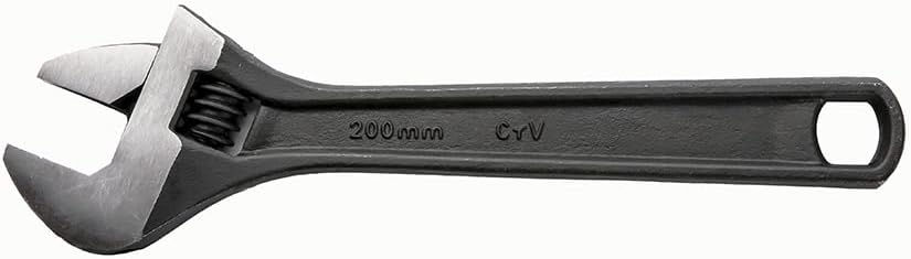 AGRICO TATA 8 Inch Adjustable Spanner | Heavy-Duty Wrench with Rust-Proof Black Phosphate Finish | Universal Hand Tool for Plumbing, Nuts & Bolts (WRA001, Black)